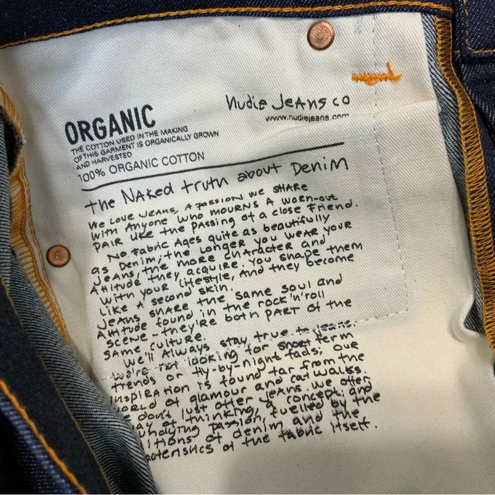 Nudie Thin Finn Dark Wash Denim Blue Jeans. Mens Size W30 x L34. (NWT) - Picture 8 of 11